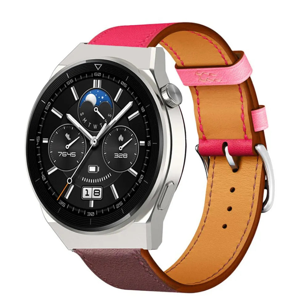 Leather Strap 'Duo', on a watch, 3/4 front view