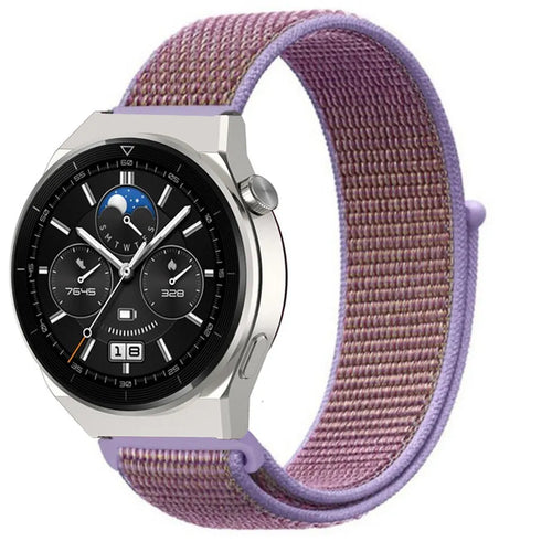 Nylon Strap, lilac, on a watch, 3/4 front view