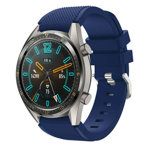 Twill Silicone Strap, dark blue, on a watch, 3/4 front view