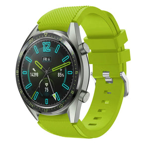 Twill Silicone Strap, light green, on a watch, 3/4 front view