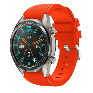 Twill Silicone Strap, red, on a watch, 3/4 front view