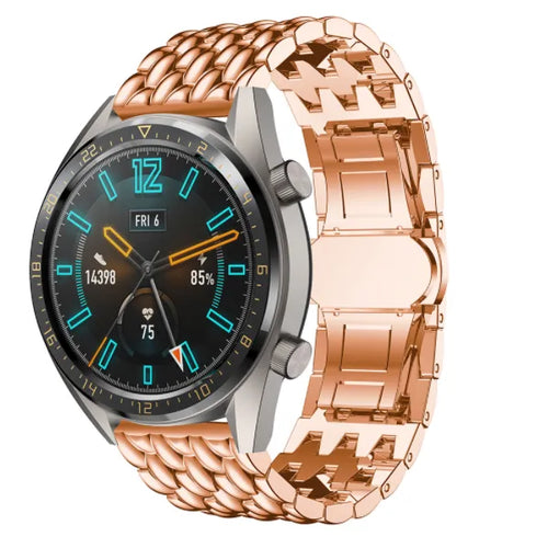 Steel Dragon Strap, rose gold, on a watch, 3/4 front view