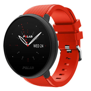 Twill Silicone Strap, red, on a watch, 3/4 front view