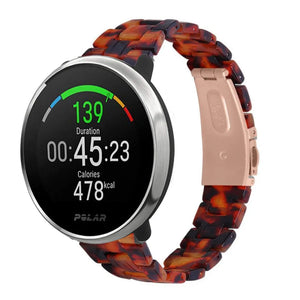 Metal Resin Strap, lava, on a watch, 3/4 front view