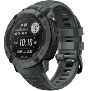 Silicone Strap, dark green, on a watch, 3/4 front view