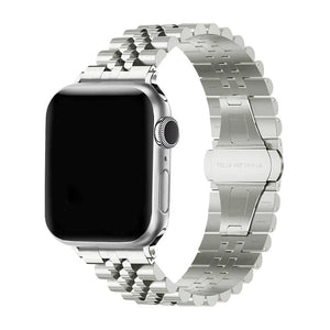 Jubilee Steel Strap, titanium, on a watch, 3/4 front view