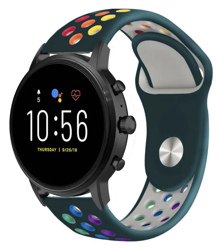 Silicone Sport Strap, on a watch, 3/4 front view