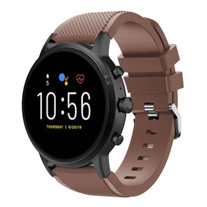 Twill Silicone Strap, brown, on a watch, 3/4 front view