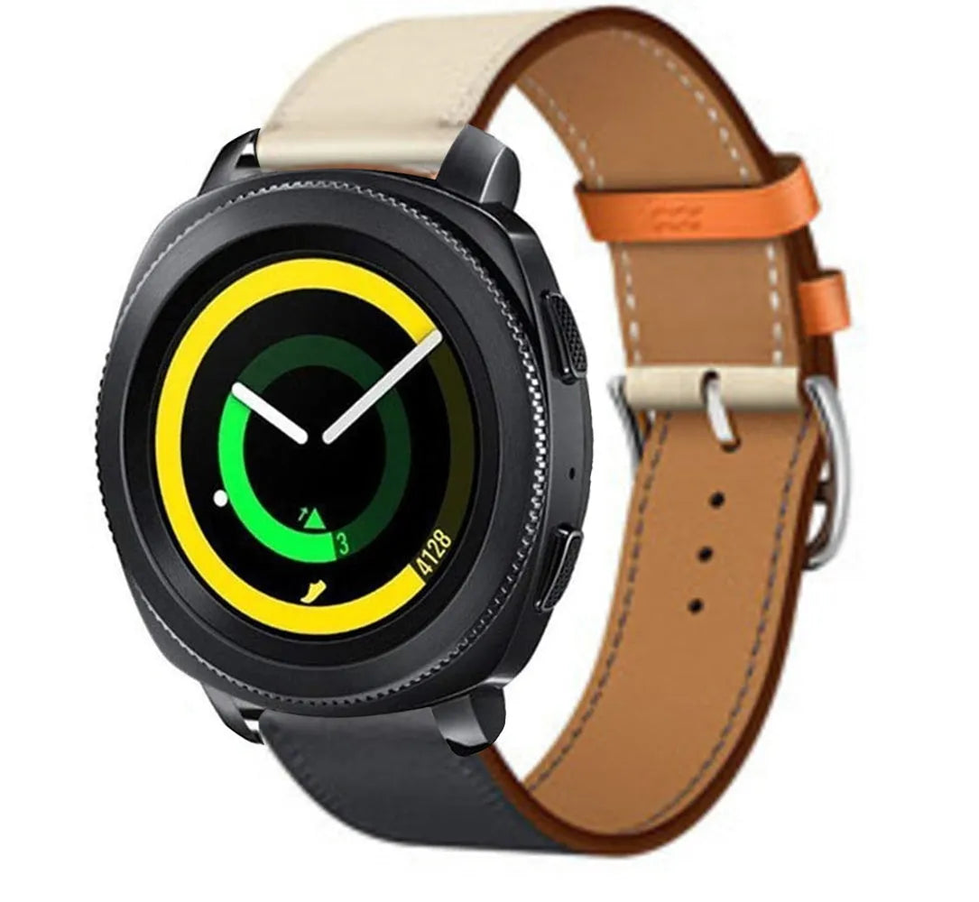 Leather Strap 'Duo', on a watch, 3/4 front view