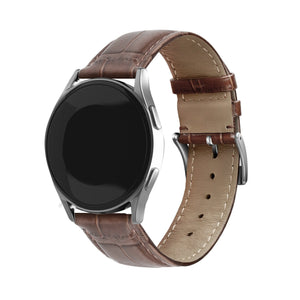Leather Strap Crocodile Grain, brown, on a watch, 3/4 front view