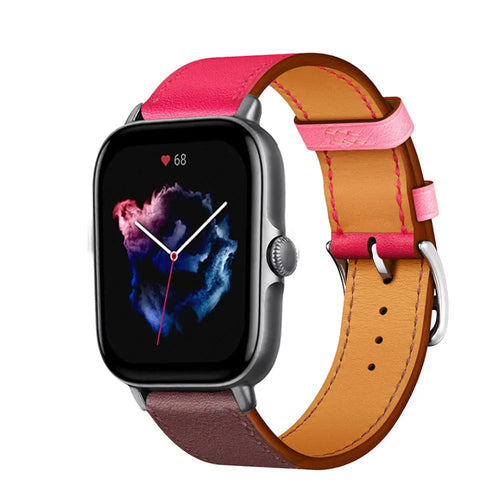 Leather Strap 'Duo', on a watch, 3/4 front view