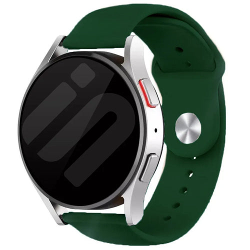 Silicone Sport Strap, army green, on a watch, 3/4 front view