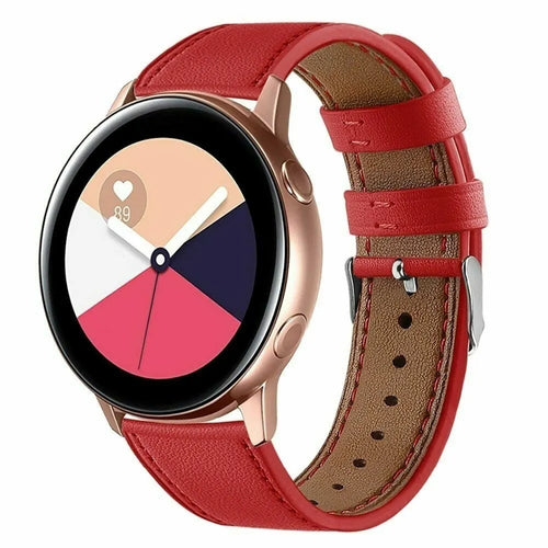 Modern Leather Strap, red, on a watch, 3/4 front view