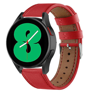 Modern Leather Strap, red, on a watch, 3/4 front view