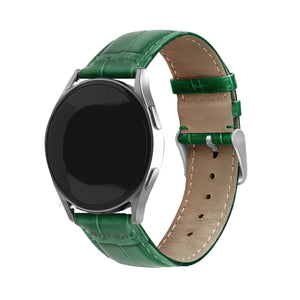Leather Strap Crocodile Grain, green, on a watch, 3/4 front view