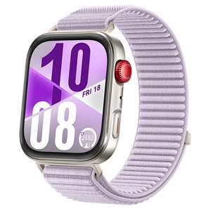 Wave Nylon Strap, light purple, on a watch, 3/4 front view