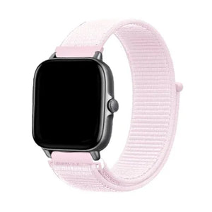 Nylon Strap, light pink, on a watch, 3/4 front view