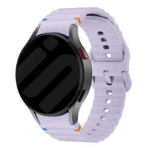 Wave Silicone Strap, light purple, on a watch, 3/4 front view