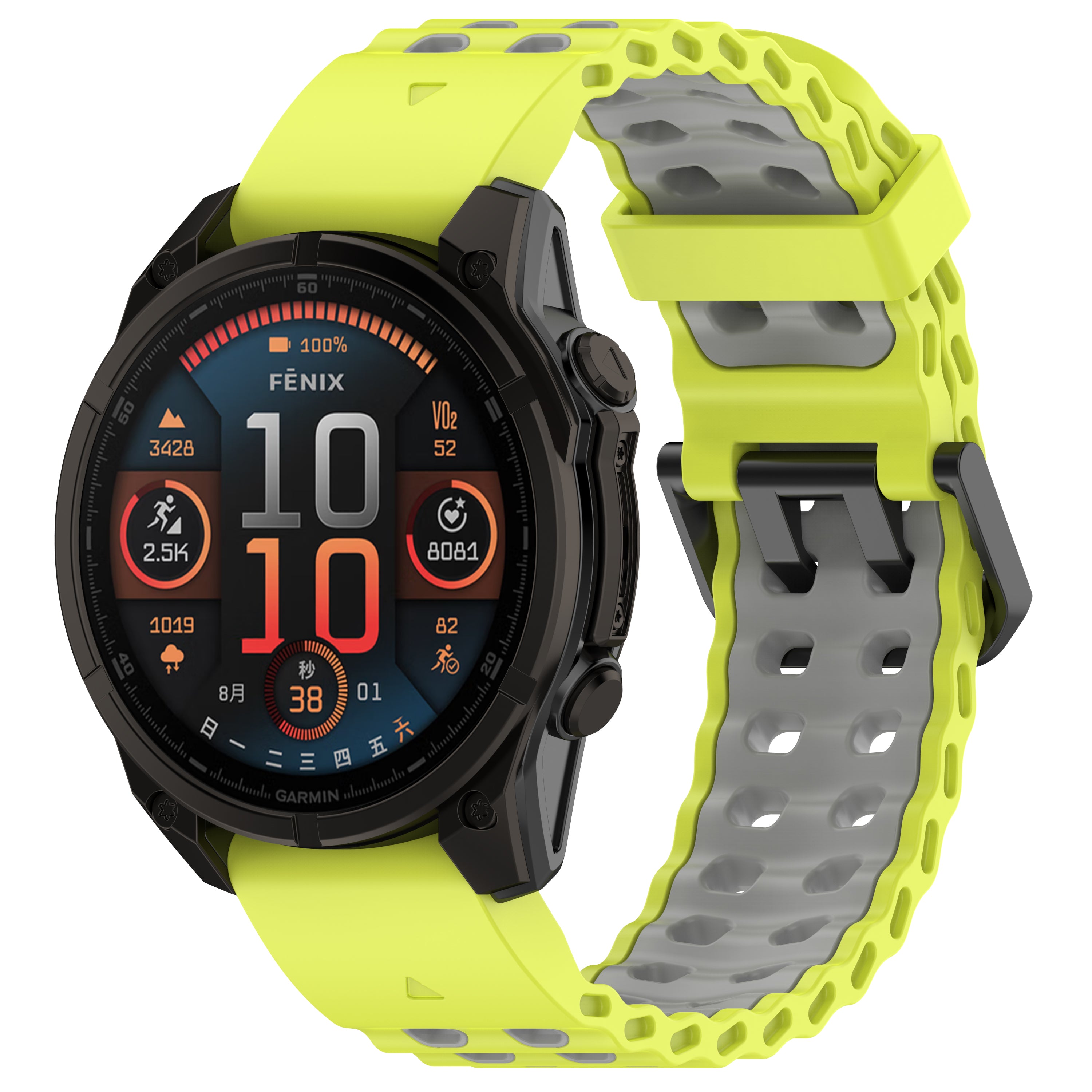 Garmin Tactix 7 Pro wave sport band (Lime/donkergrijs)