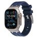 Apple Watch Ultra luxe liquid silicone band (blauw met titanium)