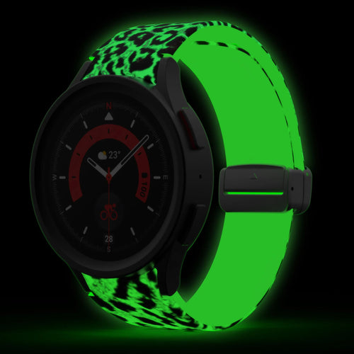 Samsung Galaxy Watch 4 44mm Glow in the Dark D-Buckle Strap Leopard