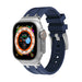 Apple Watch Ultra luxe liquid silicone band (blauw met zilver)