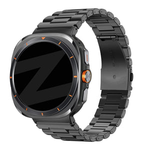Bandz Samsung Galaxy Watch Ultra stalen schakel band 'Deluxe' (zwart)