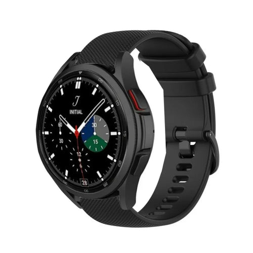 Premium Silicone Strap, black, on a watch, 3/4 front view