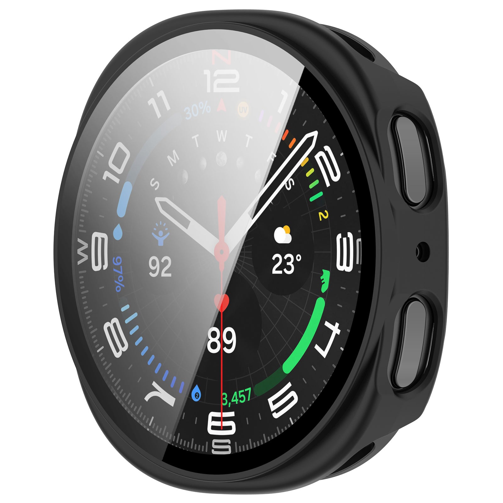 Samsung Galaxy Watch 8 - 44mm hard case met glas (zwart) 