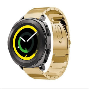 Premium Metal Strap, gold, on a watch, 3/4 front view