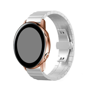 Metal Strap, silver, on a watch, 3/4 front view