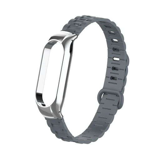 Silicone TPU Strap with Frame, dark grey, on a watch, 3/4 front view