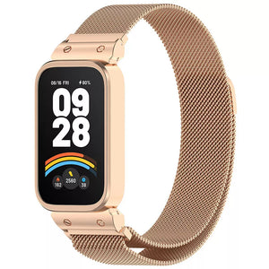 Milanese Strap, rose gold, on a watch, 3/4 front view