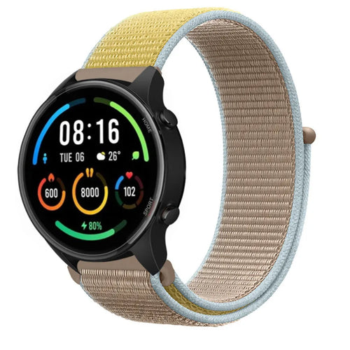 Nylon Strap, camel, on a watch, 3/4 front view