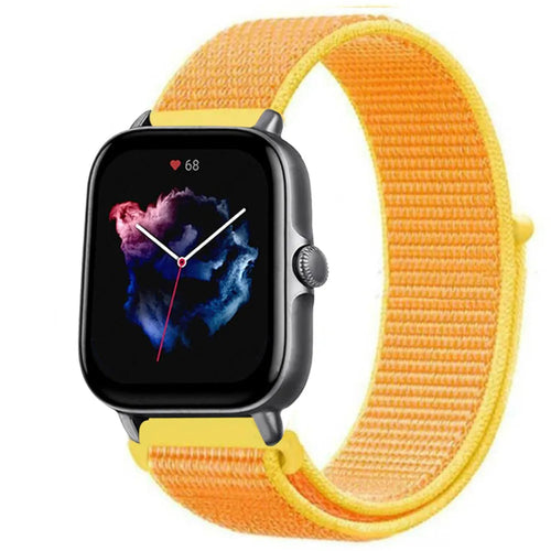 Nylon Strap, light yellow, on a watch, 3/4 front view