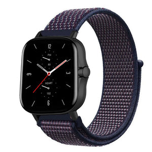 Nylon Strap, indigo blue, on a watch, 3/4 front view