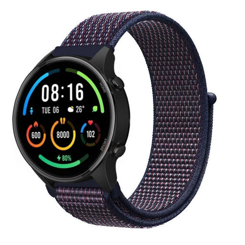 Nylon Strap, indigo, on a watch, 3/4 front view