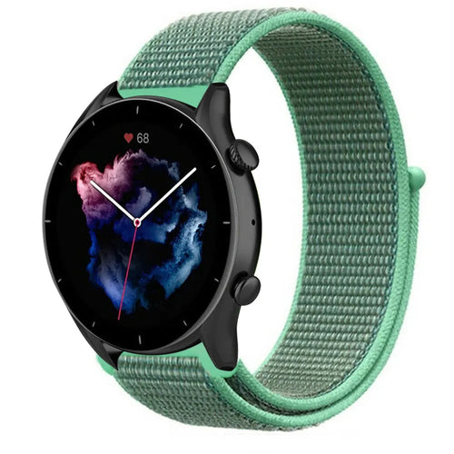 Nylon Strap, mint, on a watch, 3/4 front view