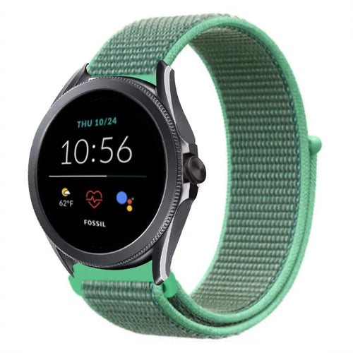 Nylon Strap, mint, on a watch, 3/4 front view
