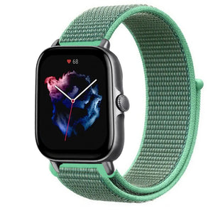 Nylon Strap, mint, on a watch, 3/4 front view