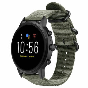 Nylon Buckle Strap, green, on a watch, 3/4 front view