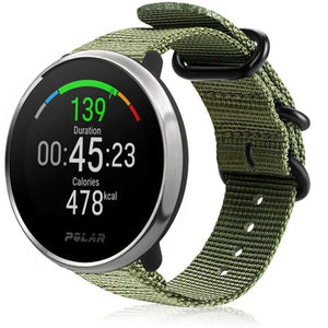Nylon Buckle Strap, green, on a watch, 3/4 front view