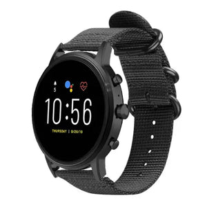 Fossil Gen 4 Explorist (HR) nylon gesp band (zwart)