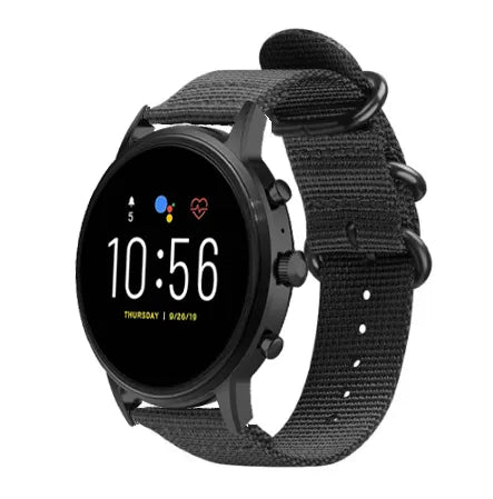 Fossil Gen 4 Explorist (HR) nylon gesp band (zwart)