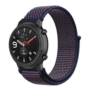 Nylon Strap, indigo, on a watch, 3/4 front view