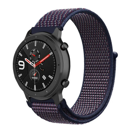 Nylon Strap, indigo, on a watch, 3/4 front view
