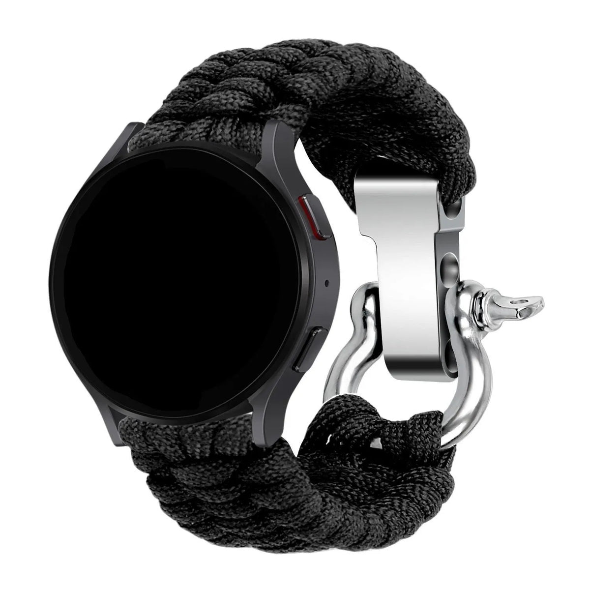 Nylon Rope Strap, black, on a watch, 3/4 front view