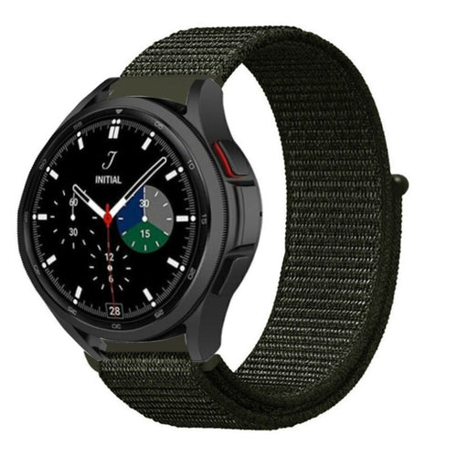 Nylon Strap, dark green, on a watch, 3/4 front view