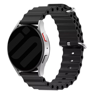 Silicone Ocean Strap, black, on a watch, 3/4 front view