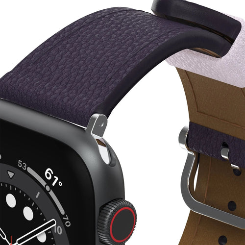 Otterbox Symmetry Cactus Leather, purple, on a watch, 3/4 front view